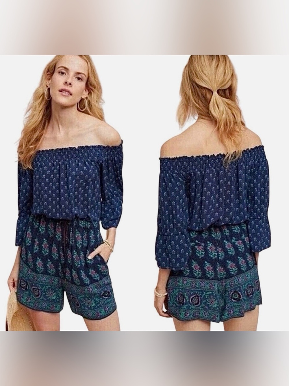 Anthropologie Ett:Twa Kaleo Floral Off the Shoulder Romper